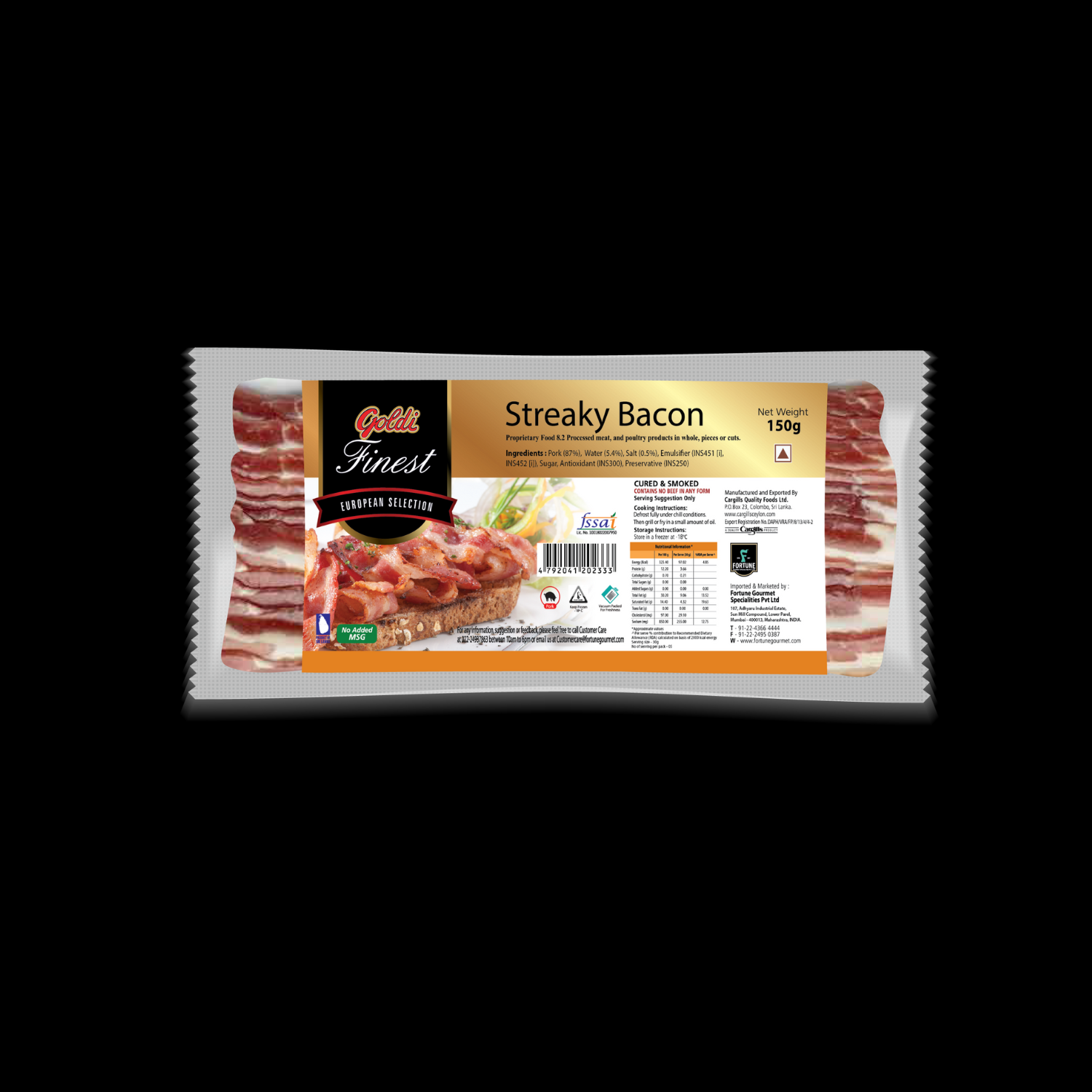 Streaky bacon 150 gm